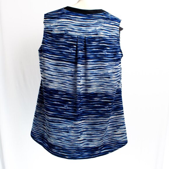 Vince Camuto Womens Sleeveless Blue Wave Print Blouse 1X - Picture 2 of 7